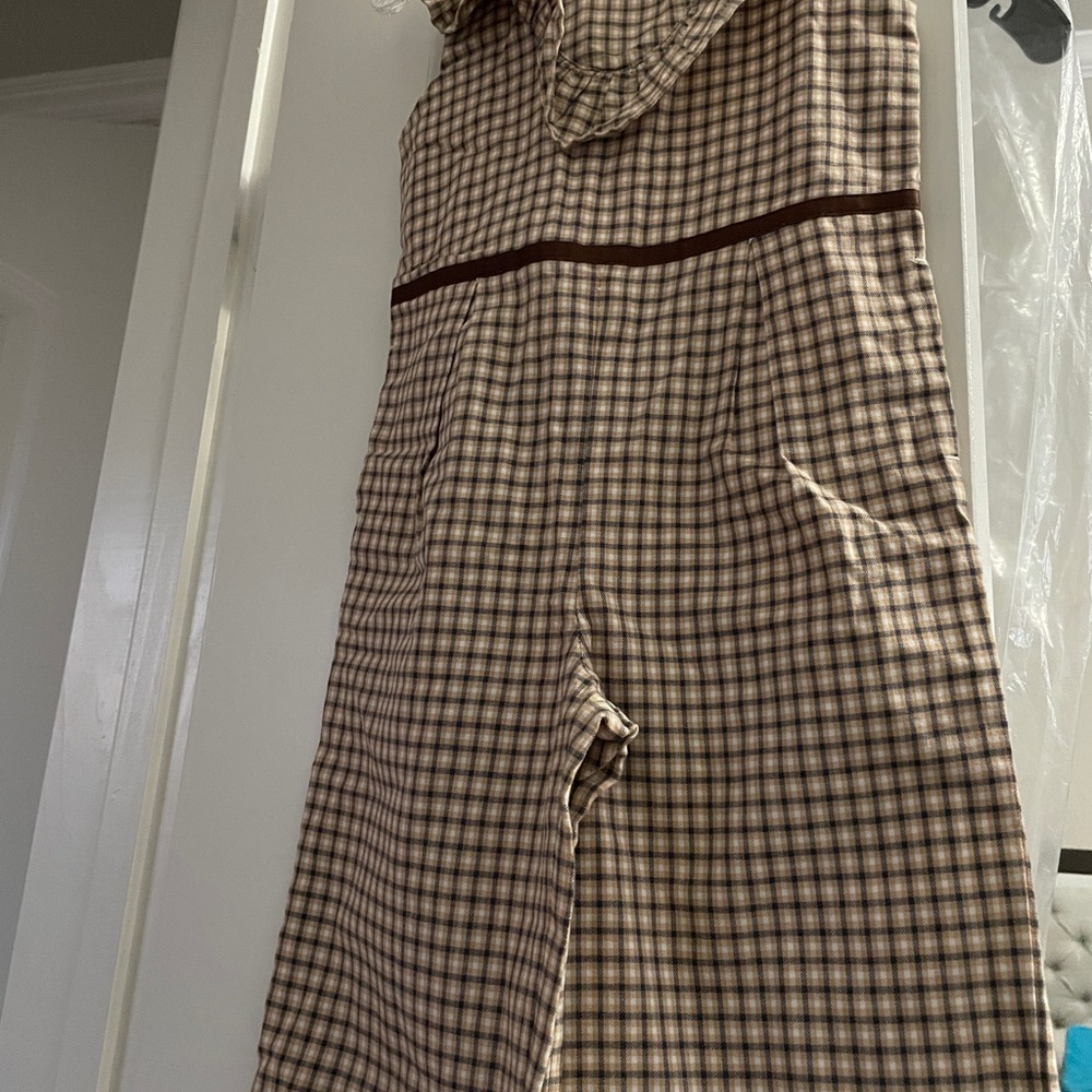 Janie and Jack Brown and Cream Plaid One-Piece